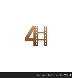 Number 4 with film strip icon logo design template illustration