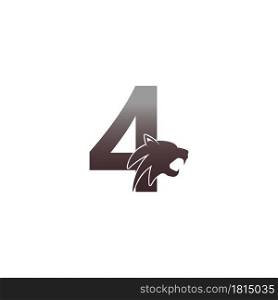 Number 4 with panther head icon logo vector template