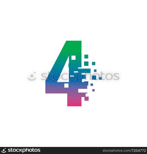 NUMBER 4 with pixel digital logo design gradient concept