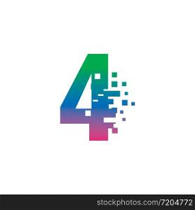 NUMBER 4 with pixel digital logo design gradient concept