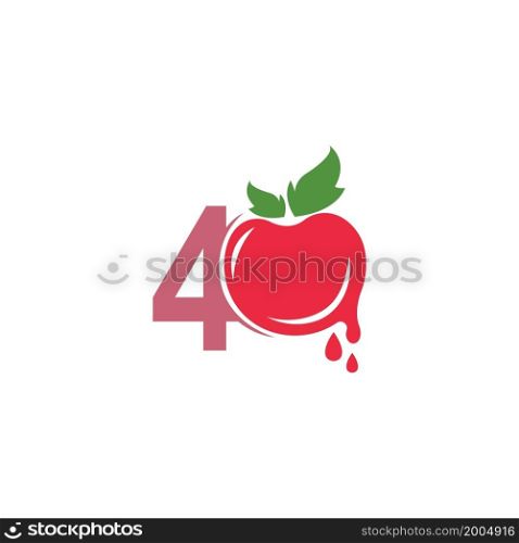 Number 4 with tomato icon logo design template illustration vector