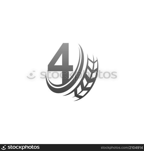 Number 4 with trailing wheel icon design template illustration vector