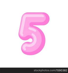 Number 5 candy font. Caramel alphabet five. lollipop lettering. Sweet ABC sign