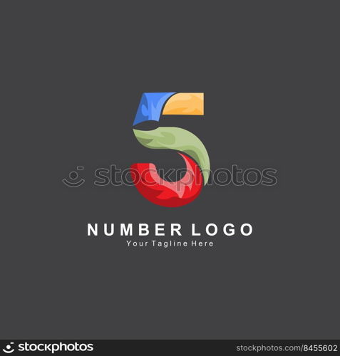 number 5 five logo design, premium simple icon vector, suitable for company, banner, sticker, product brand