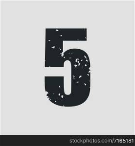 Number 5 grunge style simple design. Vector eps10