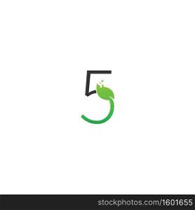 Number 5 logo leaf digital icon design concept vector