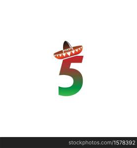 Number 5 Mexican hat concept design illustration
