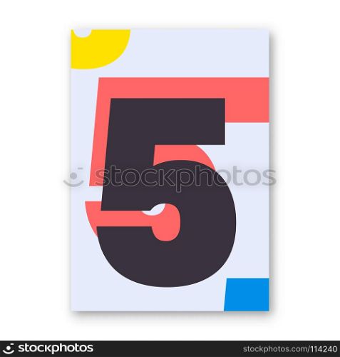 Number 5 poster. Cover design for magazine, printing products, flyer, presentation, brochure or booklet. Vector illustration. Number 5 poster