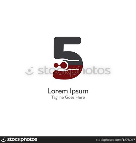 Number 5 with Antom Creative logo or symbol template design