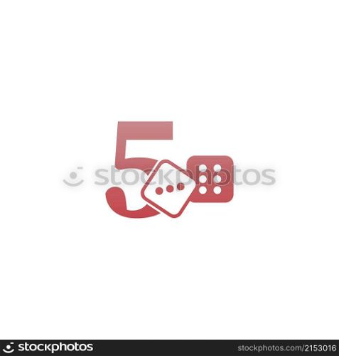 Number 5 with dice two icon logo template vector