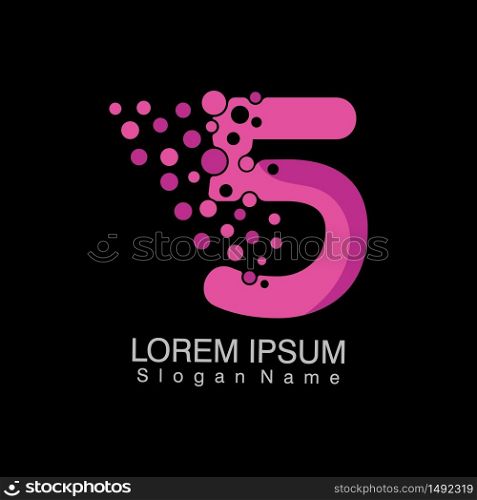 Number 5 with dots gradient logo Corporate branding identity vector illustration