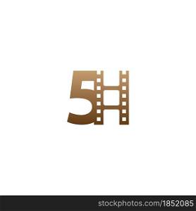 Number 5 with film strip icon logo design template illustration