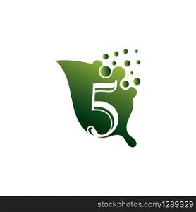 Number 5 with leaf logo modern Creative template design