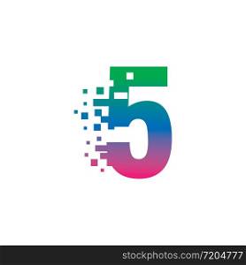 NUMBER 5 with pixel digital logo design gradient concept