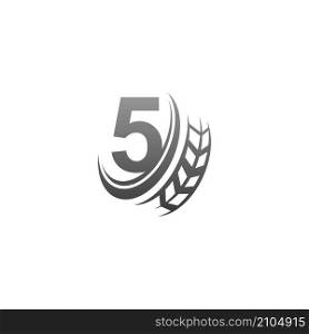Number 5 with trailing wheel icon design template illustration vector