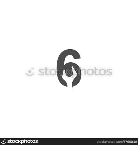 Number 6 logo icon with wrench design vector illustration