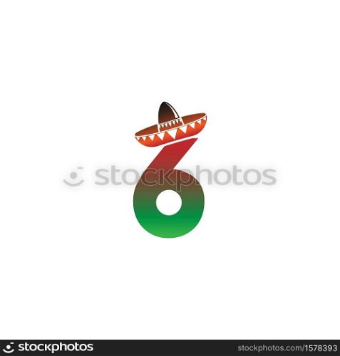 Number 6 Mexican hat concept design illustration