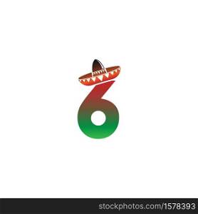 Number 6 Mexican hat concept design illustration