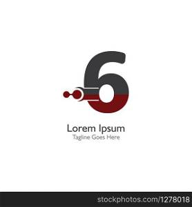 Number 6 with Antom Creative logo or symbol template design