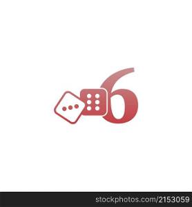 Number 6 with dice two icon logo template vector