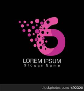 Number 6 with dots gradient logo Corporate branding identity vector illustration