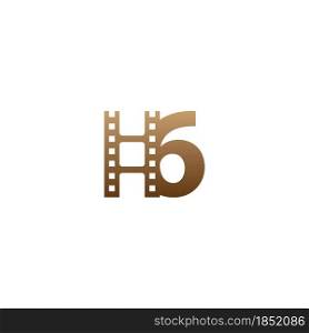 Number 6 with film strip icon logo design template illustration