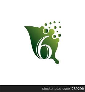 Number 6 with leaf logo modern Creative template design