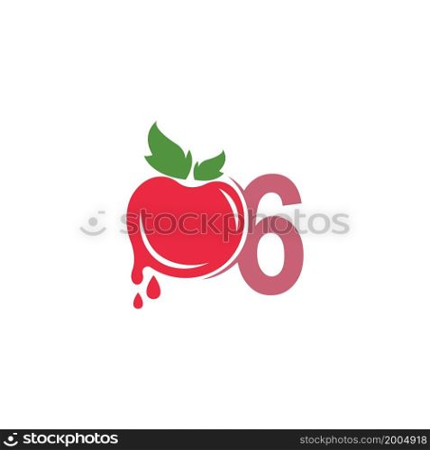 Number 6 with tomato icon logo design template illustration vector