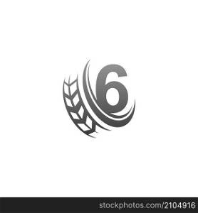 Number 6 with trailing wheel icon design template illustration vector