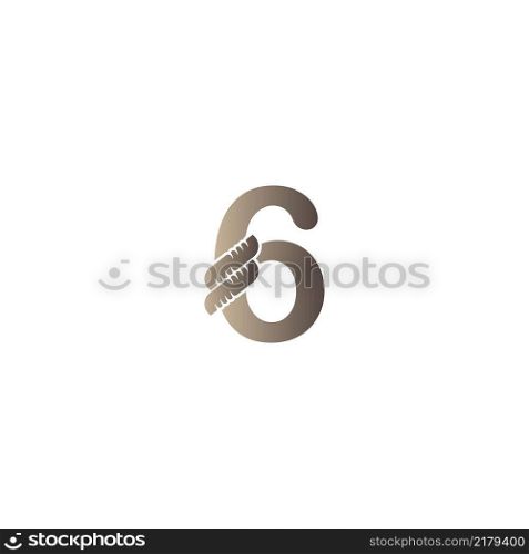 Number 6 wrapped in rope icon logo design illustration vector