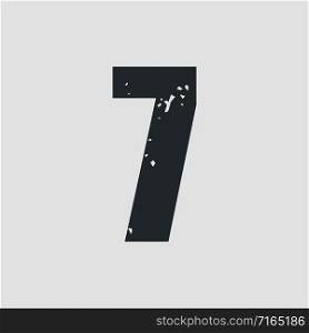 Number 7 grunge style simple design. Vector eps10