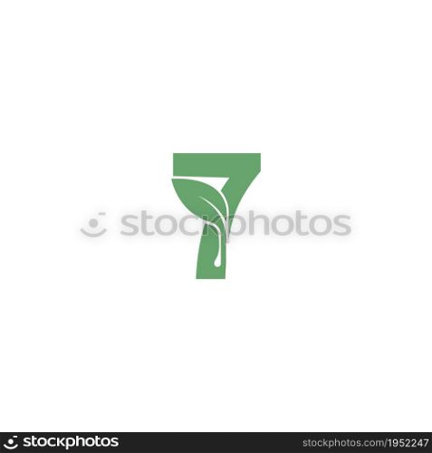 Number 7 icon leaf design concept template vector