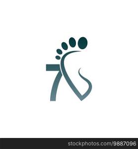 Number 7 icon logo combined with footprint icon design template