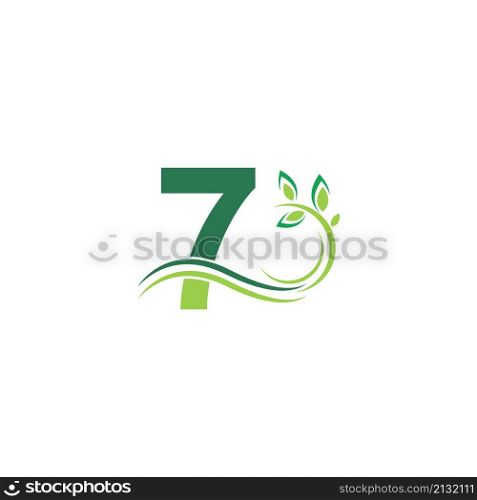 Number 7 Icon with floral logo design template illustration vector
