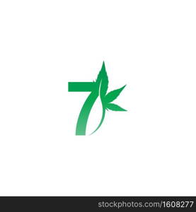 Number 7 logo icon with cannabis leaf design vector illustration