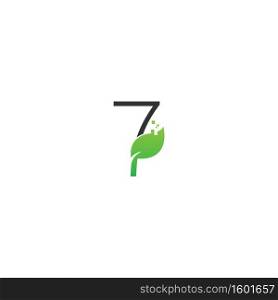Number 7 logo leaf digital icon design concept vector