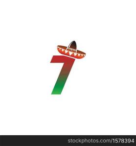 Number 7 Mexican hat concept design illustration
