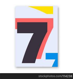 Number 7 poster. Cover design for magazine, printing products, flyer, presentation, brochure or booklet. Vector illustration. Number 7 poster