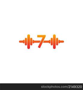 Number 7 with barbell icon fitness design template illustration vector