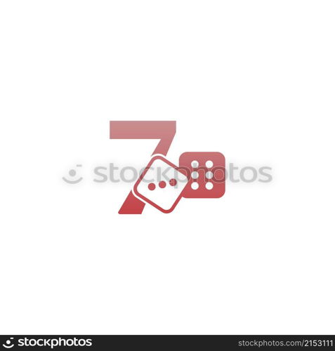 Number 7 with dice two icon logo template vector