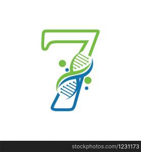 Number 7 with DNA logo Simple creative template icon
