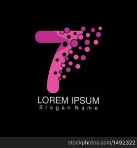 Number 7 with dots gradient logo Corporate branding identity vector illustration