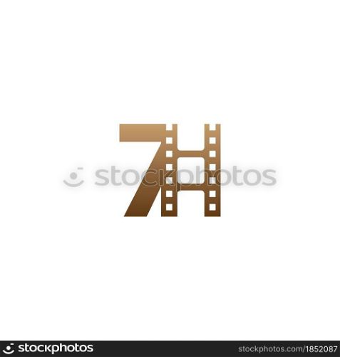 Number 7 with film strip icon logo design template illustration
