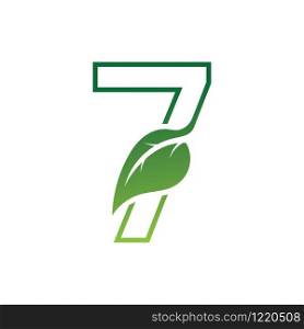 Number 7 with leaf concept logo or symbol template design