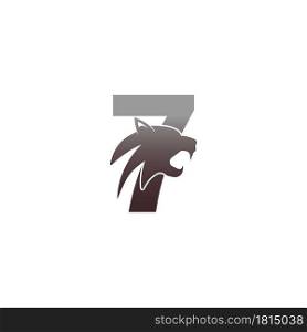 Number 7 with panther head icon logo vector template