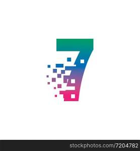 NUMBER 7 with pixel digital logo design gradient concept