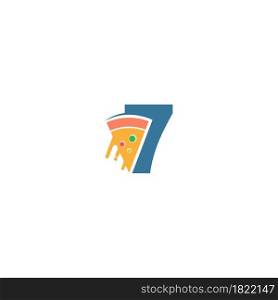 Number 7 with pizza icon logo vector template