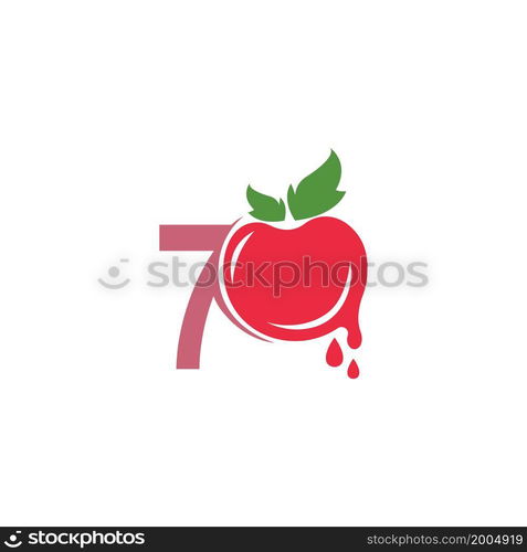 Number 7 with tomato icon logo design template illustration vector