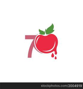 Number 7 with tomato icon logo design template illustration vector