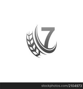 Number 7 with trailing wheel icon design template illustration vector
